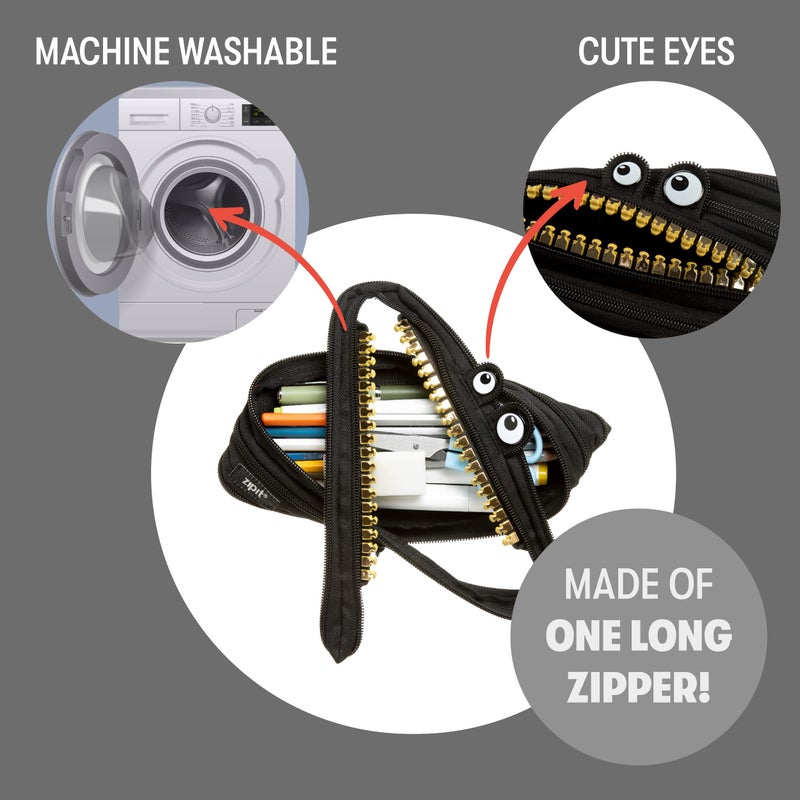 ZIPIT Grillz Pencil Case for Kids, Cute Zipper Pouch for Boys Girls and Teens, Stationery Bag for School ,Black - Image 3